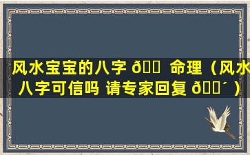 风水宝宝的八字 🐠 命理（风水八字可信吗 请专家回复 🐴 ）